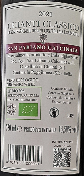 San Fabiano Calcinaia 2021 Chianti Classico Rotwein trocken 0,75l
